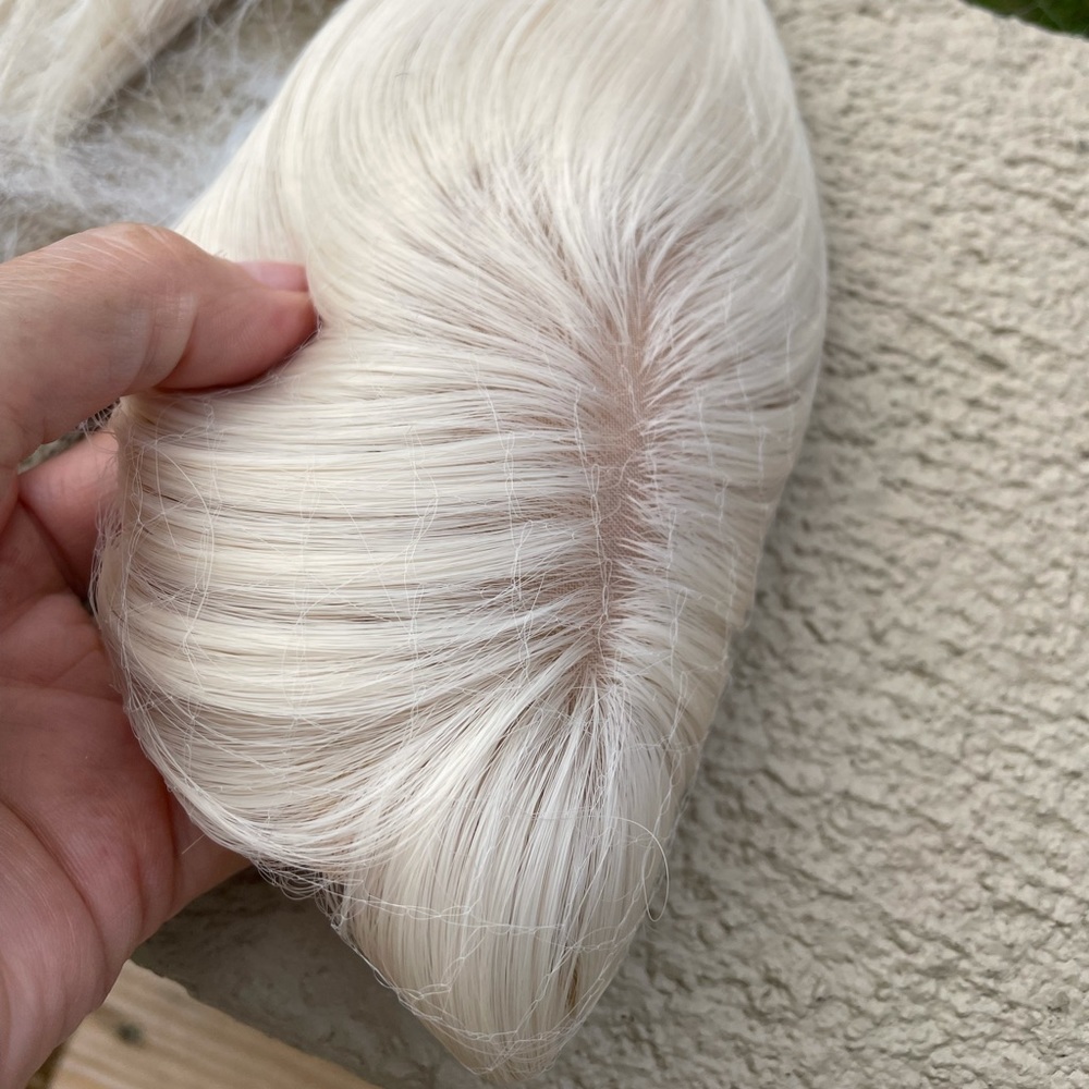 NWT 11” approx white vanilla blonde natural topper feather bangs #60 brand new - Picture 8 of 16